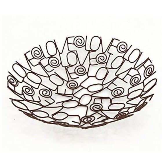 Fair Trade Handmade Recycled Metal LOVE Decorative Bowl from India - Picture 1 of 11